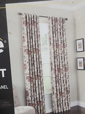 Eclipse Blackout Rod Pocket Back Tab Single Curtain Panel Multi color 52" X 63" - Image 1 of 4