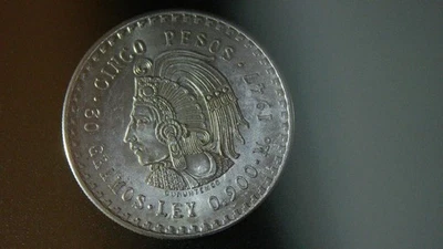 MONEDA DE PLATA MEXICANA 1947 CUAUHTÉMOC - PESOS CNCO .900 Foto 1 de 2