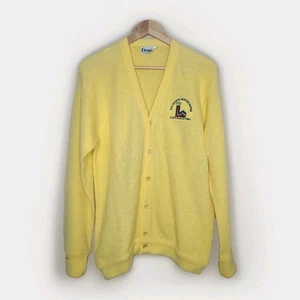 Vintage Etonic 1980 Lake Placid Winter Olympics Yellow Cardigan Size XL - Picture 1 of 6