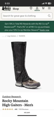 Outdoor Research Rocky Mountain High Gaiters Black - Image 1 of 4