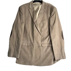 Tommy Hilfiger Sport Coat Mens 42L Beige Micro Corduroy Elbow Patches READ - Picture 1 of 15