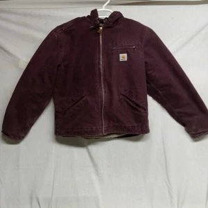 Carhartt Jacket Plum Sherpa Lined Hooded Detroit J141 Dwn Size Medium  - Picture 1 of 15
