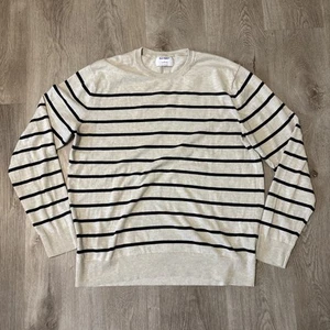 Old Navy Men’s Sweat Shirt Striped Off White Size Large Long Sleeve - Picture 1 of 11