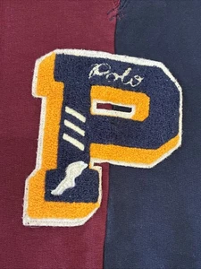 Varsity Letterman Polo Ralph Lauren Azul Borgoña P 67 Suéter Sudadera M COMO NUEVO - Imagen 1 de 6