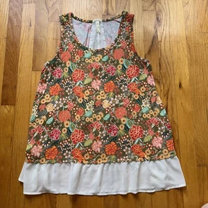 Matilda Jane Top L Multicolor Floral Sleeveless Layered Ruffle Hem Lagenlook - Picture 1 of 9