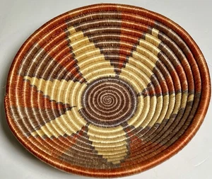 Vintage Afrika Hochzeit Korb handgerollt 8x2,5" dicht gewebt aufwendig bunt - Bild 1 von 5