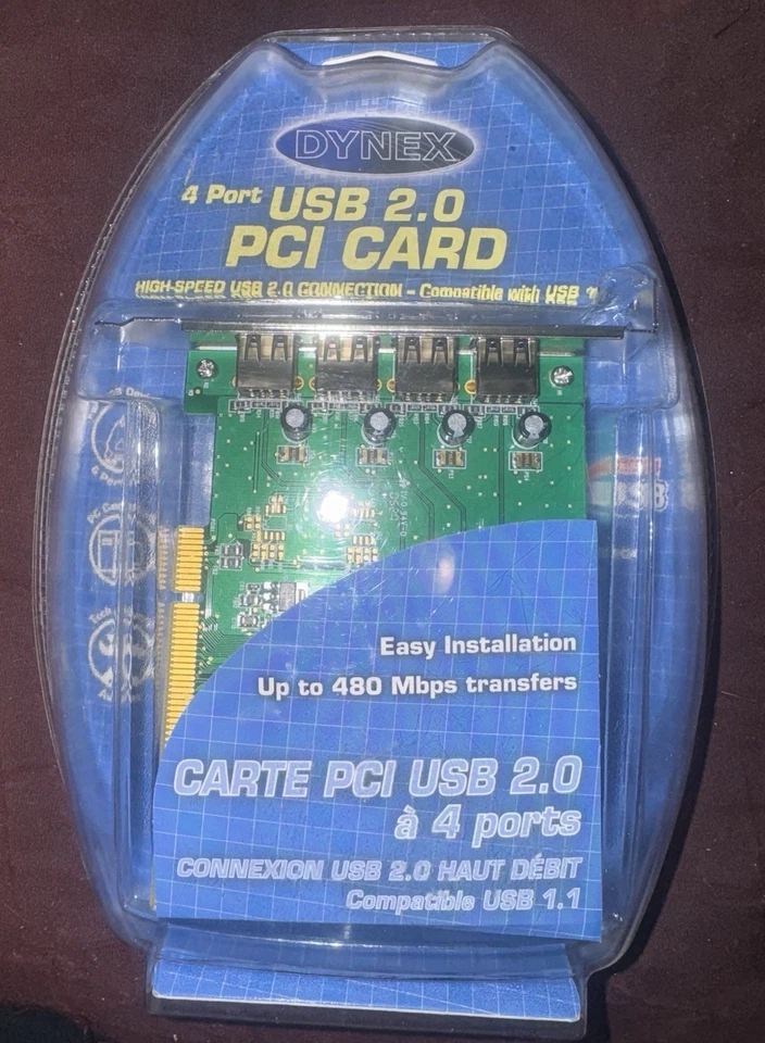 Dynex DX-UC104 (4-Port) USB 2.0 PCI Desktop Card Host Adapter NIB NEW - Image 1 of 2