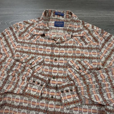 Pendleton Aztec Pearl Snap Shirt Mens Large Frontier Western Button Cotton Retro - Image 1 of 4