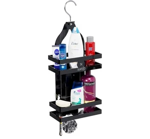 Acryl Schwarz Dusche Hänge Caddy Rostbeständig 2 Ebenen Ohne Bohren. - Bild 1 von 6