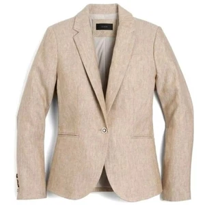 J. Crew Campbell Blazer Jacke Gr. 14 hellbraun haferflocken 100% Leinen Preppy Old Money  - Bild 1 von 13