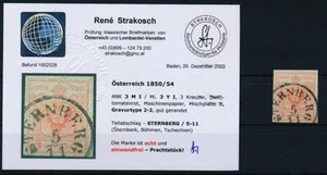 ÖSTERREICH 1850 3kr, TOMATENROT! MP Mischplatte B! GRAVURTYPE:2-2! STERNBERG (B) - Bild 1 von 2