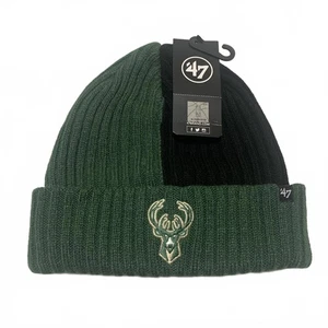 NBA Milwaukee Bucks Beanie Hat by '47 Brand Black Green Knit OSFA New - Picture 1 of 10