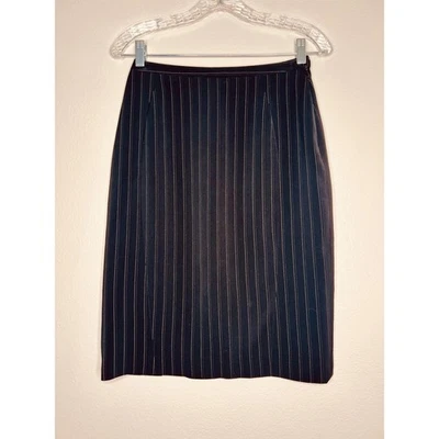 Giorgio Armani Black Pinstripe Career Skirt Made in Italy Size 36 - Image 1 of 4