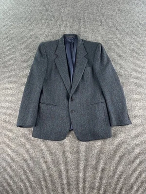 Abrigo Deportivo Ermenegildo Zegna 40R Azul Lana Tweed Espiga Manchado Italia De Colección Foto 1 de 4