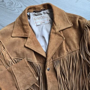 Schott NYC Rancher Men's Jacket 44 Suede Brown Western Cut Long Fringe - Foto 1 di 9