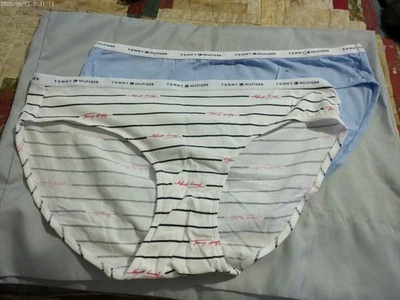 2 pares de bragas hipster de algodón Tommy Hilfiger a rayas azules y blancas *NUEVAS* talla XL 8 Foto 1 de 2