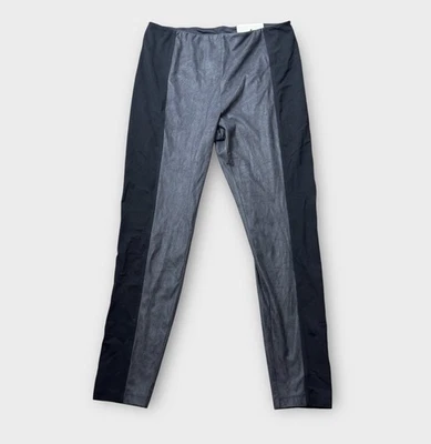 Soft Surroundings Womens Black Gray Ankle Leggings Size Large Faux Suede Stretch - Image 1 of 4