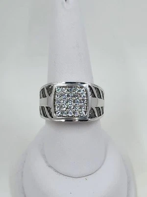 Anillo de plata de ley Samuel Aaron Lab creado con zafiro blanco para hombre Foto 1 de 4