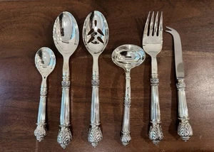 (6) teiliges Servierset Godinger für Neiman Marcus Plume Muster Besteck Silber - Bild 1 von 7