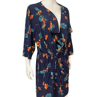 Justfab XXL 2X Cárdigan Ligero Natación Cubierta Primavera Verano Tropical Corbata Frontal Foto 1 de 4