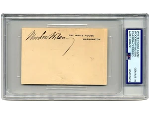 Präsident Woodrow Wilson signierte Karte des Weißen Hauses PSA Gem Mint 10 - seltene Erhaltung! - Bild 1 von 2