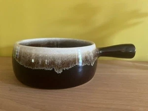 Vintage MCM Pfaltzgraff braun-weiß Tropfglasur Steinzeug Schale mit Henkel - Bild 1 von 3