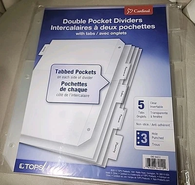 Cardinal Poly Binder Bolsillos, 3 Agujeros Perforados, Transparente, 5/Pack Foto 1 de 4