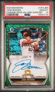 2023 Bowman Jase Bowen Chrome 1st Green Shimmer Auto /99 PSA 10!!! Pirates - Picture 1 of 2