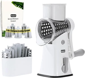 Rotary Cheese Grater Hand Crank Vegetable Slicer Chopper with 5 Stainless Steel - Picture 1 of 6