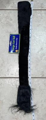 NEGRO 30" COLA PELUDA GATO GRANDE GATO ANIMAL HALLOWEEN DISFRAZ ACCESORIO AB68 Foto 1 de 3