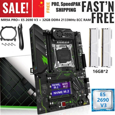 LGA 2011-3 X99 MR9A Motherboard + E5 2690 V3 CPU 32GB DDR4 2133 MHz ECC RAM M.2 - Image 1 of 4