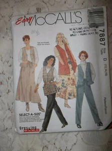 VINTAGE McCALL'S OUTFIT #7887 SZ D (12-14-16) PATTERN & INSTRUCTIONS UNCUT - Picture 1 of 2
