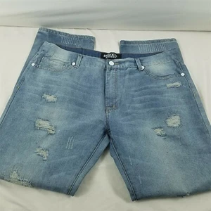 Brooklyn Express Herren 42x34 Destroyed Distressed Faded Stained Blue Denim Jeans - Bild 1 von 10