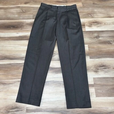 LL Bean Pants Mens 35 Wool Pleated Trousers Brown Textured - Image 1 of 4