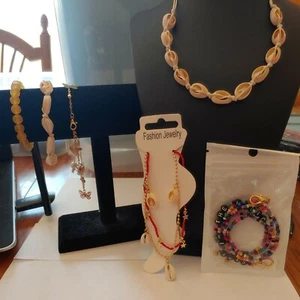 Lote de Joyería Gargantilla concha Tobilleras Mariposa Tobillera Amarillo Topacio Pulsera Elástica - Imagen 1 de 5