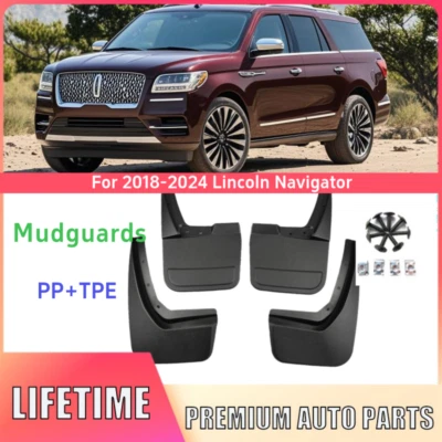 4PCS Black Mud Flaps Mudguards Splash Frender For 2018-2024 Lincoln Navigator - Image 1 of 4