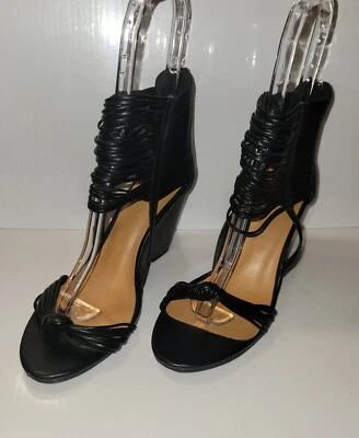 Zapatos al tobillo Madison by Shoedazzle Maupa para mujer negros con correas de cuero sintético talla 8,5 Foto 1 de 4