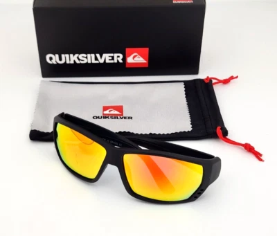 Gafas de sol envolventes deportivas Quiksilver marco negro mate naranja-lente espejo NUEVO Foto 1 de 4