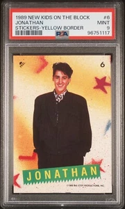 1989 Topps New Kids on the Block Jonathan RC Yellow Sticker POP 1 No 10's PSA 9 - Picture 1 of 2