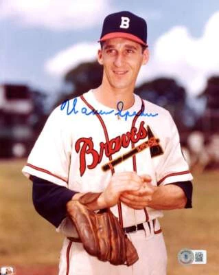 Warren Spahn Beckett BAS Signed 8x10 Photo Autograph Braves - Image 1 of 2