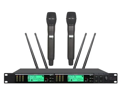 UHF Dual Wireless Microphone System for Shure UR4D Cordless Mic Set for Church - Image 1 of 3