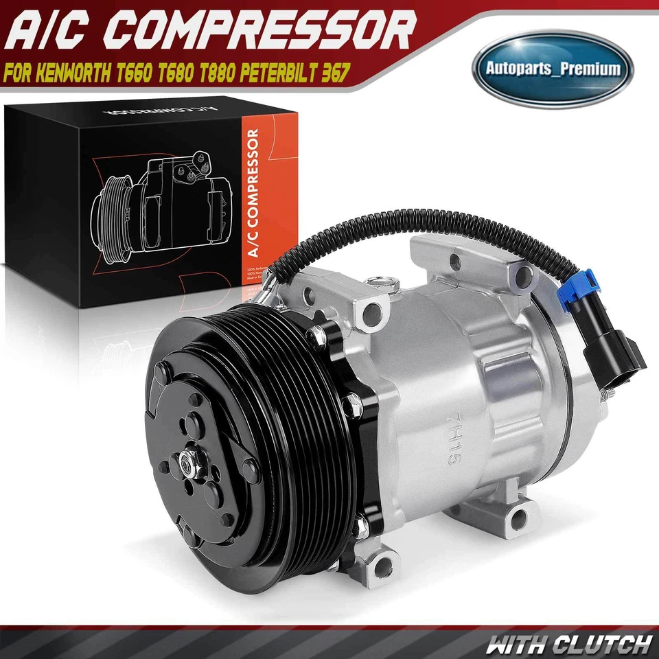 A/C Compressor w/ 8-Groove Pulley for Kenworth T660 T680 T880 Peterbilt 365 367 - Image 1 of 4