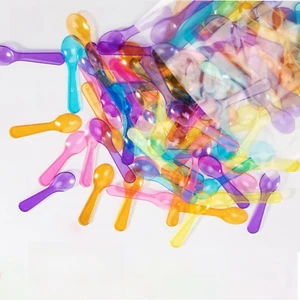 50Pc 3" Colorful Spoon Plastic Mini Spoons, Assorted Ice Cream Spoons Dessert Sp - Picture 1 of 6