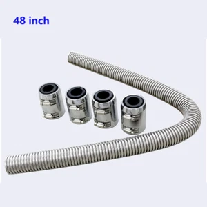 Kit de manguera de agua refrigerante flexible para radiador de acero inoxidable universal de 48" con tapas - Imagen 1 de 5