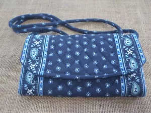 VERA BRADLEY Crossbody String Wallet Seaport Navy Blue Paisley Purse - Picture 1 of 8