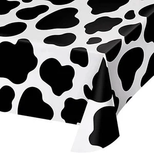 COW Farm Table Cover Tableware Birthday Party Supply Table Covers White Black - Picture 1 of 3