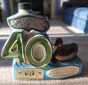 Jim Beam Decanter Bottle 40th Anniversary Ducks Unlimited 1977 Empty - Picture 1 of 10
