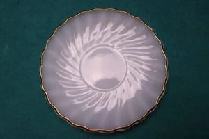 Anchor Hocking Milk Glass White Fire King Swirl Gold Trim Scallop Saucer 5 3/4 " - Picture 1 of 2