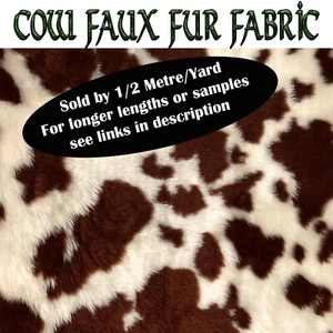 Brown/Cream Guernsey Cow Print Faux Fur Fabric 150cm wide sold half metre/yard - Picture 1 of 2