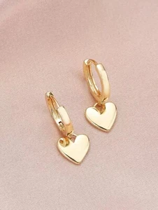 UK Women Ladies Fashion Jewelry Heart Pendant Drop Earrings Gold Gift Occasion - Picture 1 of 10